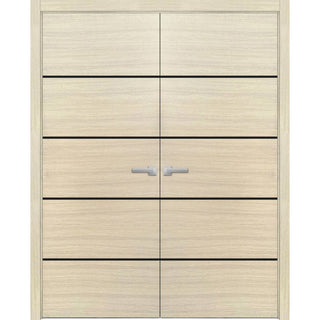 Solid French Double Doors 56 x 80 | Planum 0015 Natural Veneer with