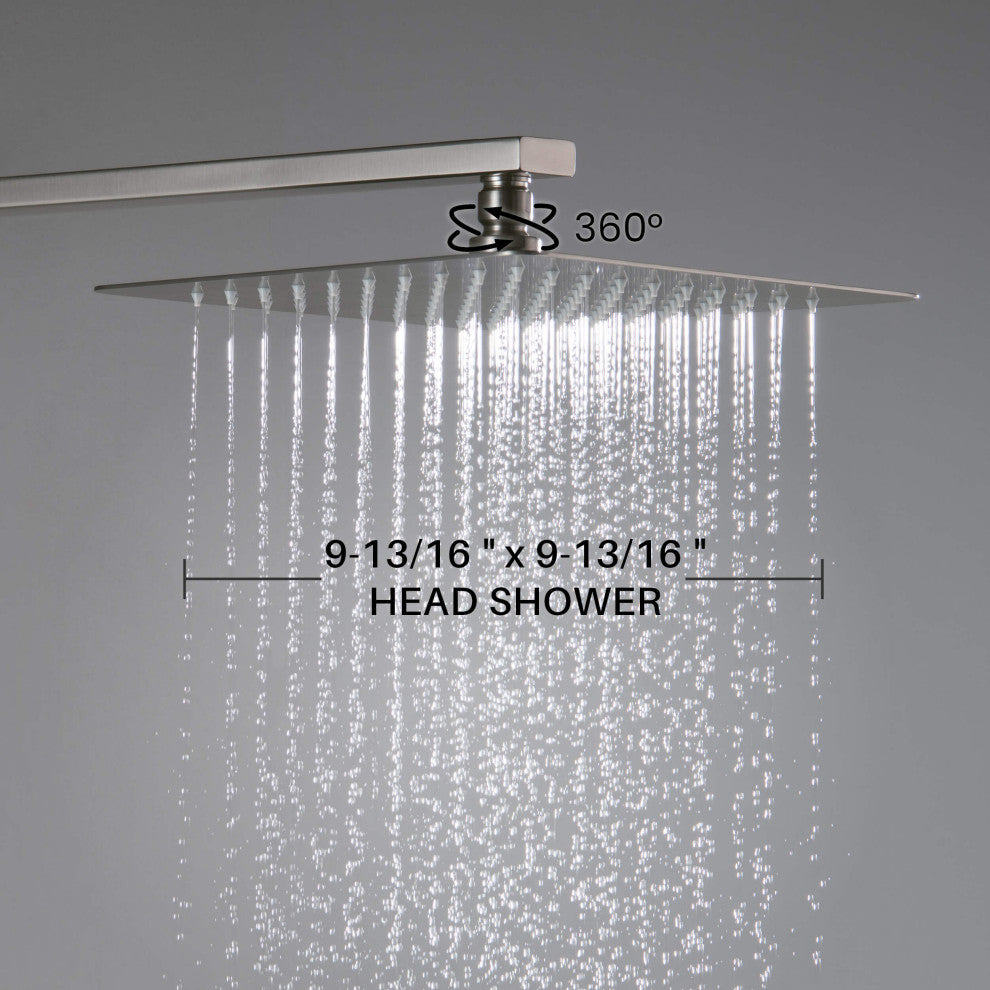 Cube Single Function Shower System, Rough, Valve, Brushed Nickel