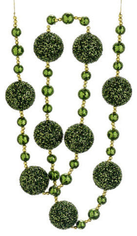 Christmas Brites Glamour Glittered Holiday Ball Garland, 6', Green/Gold