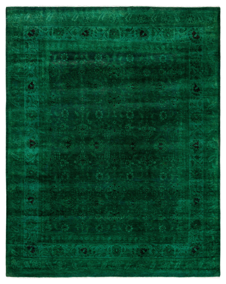 Overdyed One-of-a-Kind Hand-Knotted Area Rug Green, 8' 4" x 10' 4"