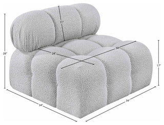 Ames Boucle Fabric Modular Chair, Grey, Armless Chair