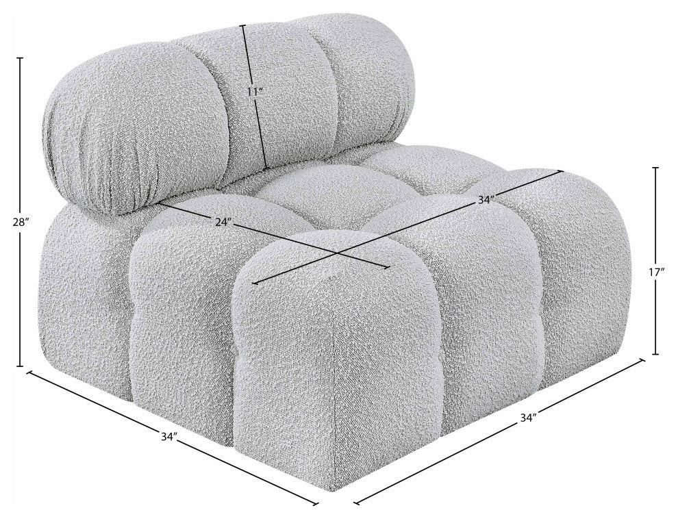 Ames Boucle Fabric Modular Chair, Grey, Armless Chair