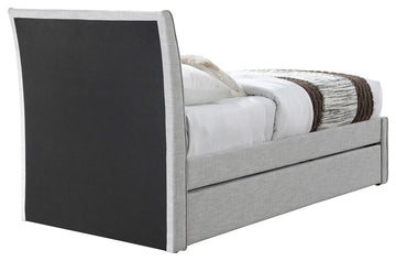 Myles Upholstered Trundle Bed, Gray, Twin, Linen Textured Fabric