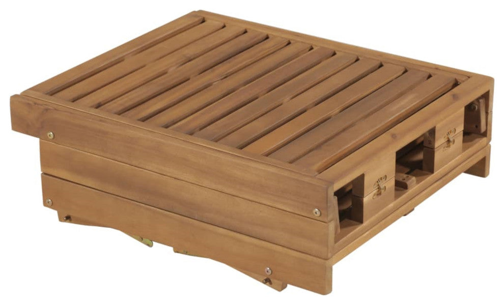Vidaxl Folding Sun Lounger With Cushion Solid Acacia Wood