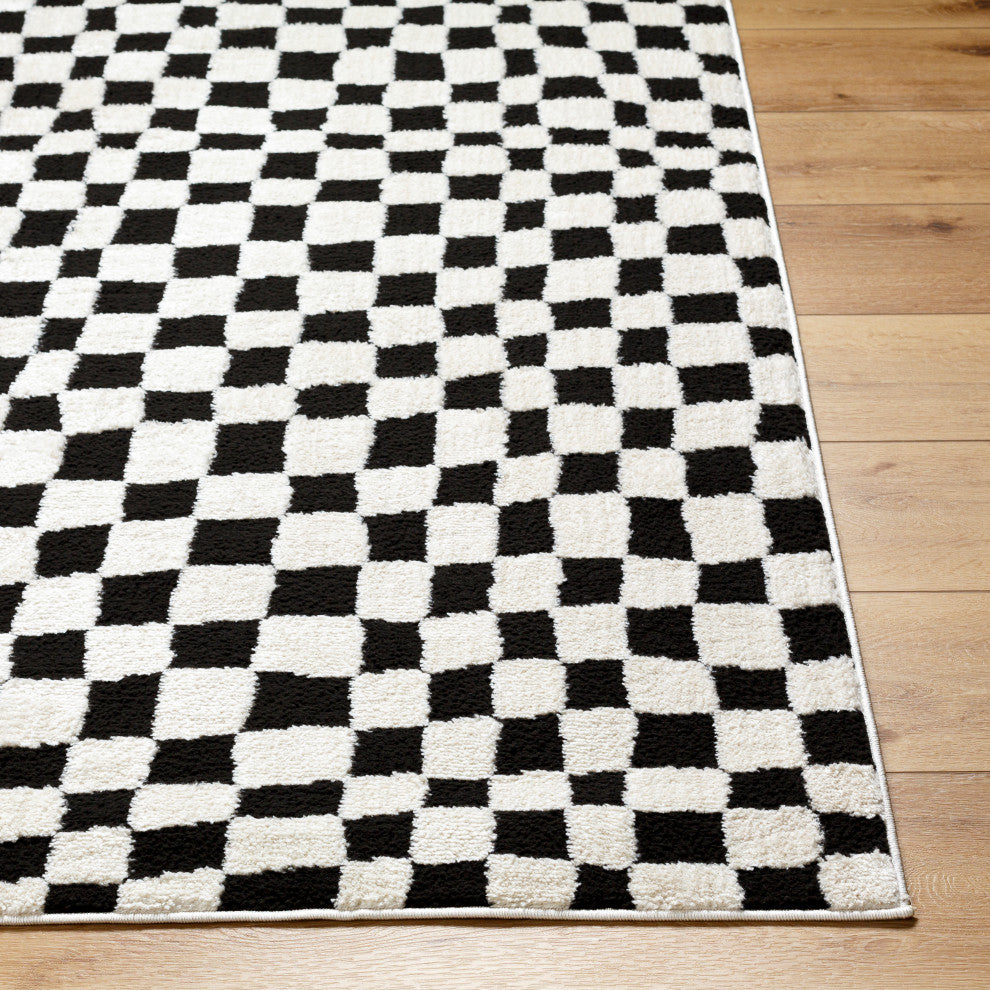 Surya Freud FEU-2302 Machine Woven Area Rug, Black, Ivory, 7'10" X 10'
