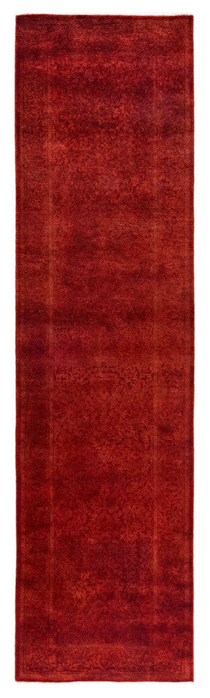 Overdyed, One-of-a-Kind Hand-Knotted Area Rug Rust, 2'6"x9'4"