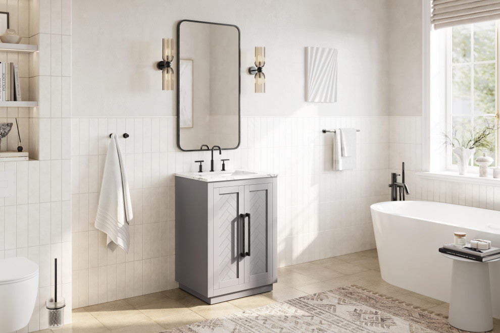 Home Living 24" Single Bathroom Vanity, Grey