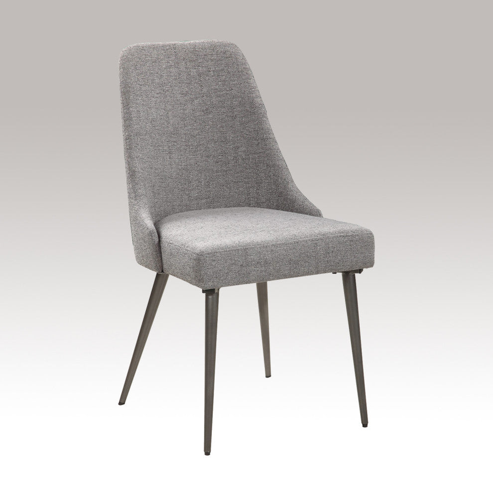 Set of 2 Dining Chair, Gray and Gunmetal