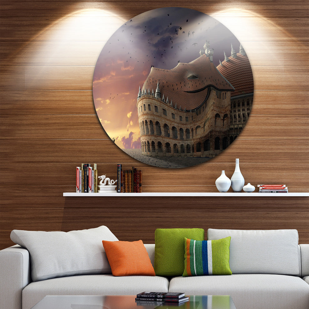 Wake Up Dragon Collage, Landscape Art Round Wall Art, 23"