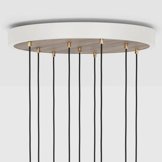 Large canopy white & walnut, brass grip with 9 walnut pendants & 9 Voronoi II US