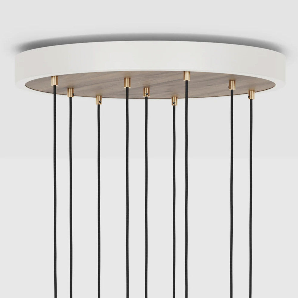 Large canopy white & walnut, brass grip with 9 walnut pendants & 9 Voronoi II US