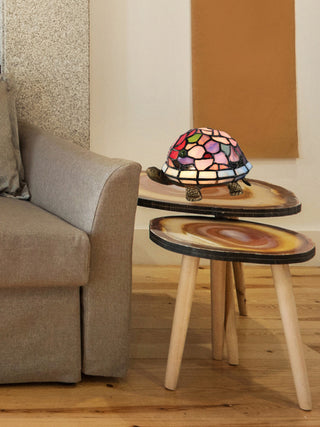 Toto Turtle Floral Tiffany Accent Lamp