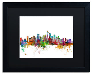 "Seattle, Washington Skyline" Matted Framed Canvas Art by Michael Tompsett