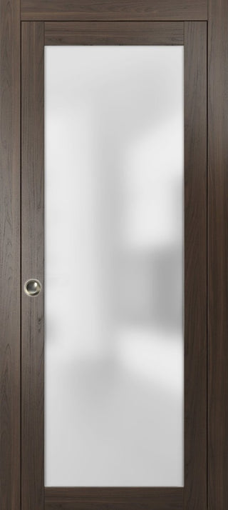 Planum 2102 Interior Sliding Closet Pocket Door 32x80 Chocolate Ash Track Pulls