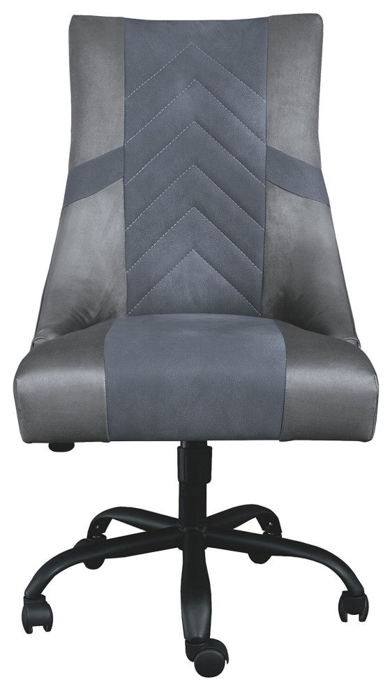 Benzara BM210815 Leatherette Wooden Frame Swivel Gaming Chair, Gray and Black