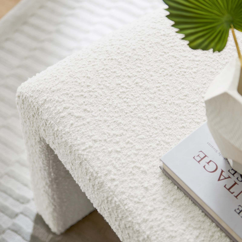 Simba Boucle Fabric Waterfall Stool - Ivory