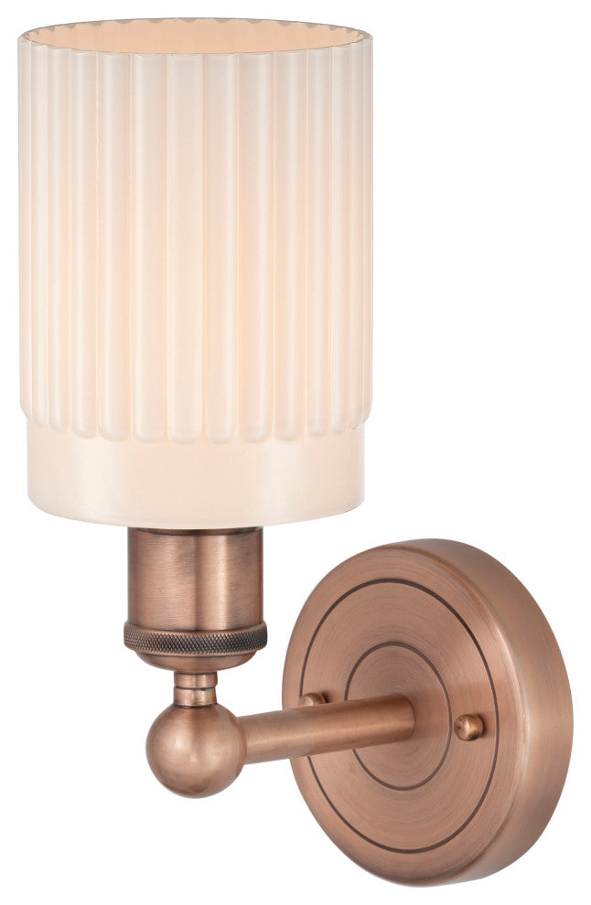 Hadley 1-Light 5" Sconce, Antique Copper Finish, Matte White Shade
