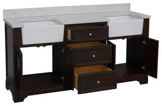 Zelda 72" Bathroom Vanity, Chocolate, Engineered Carrara