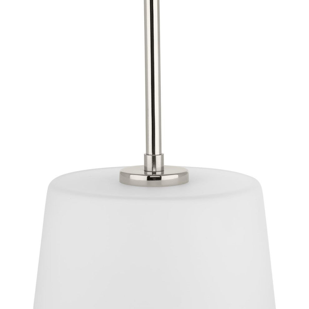 Clarion Collection One-Light Polished Nickel Etched White Transitional Pendant