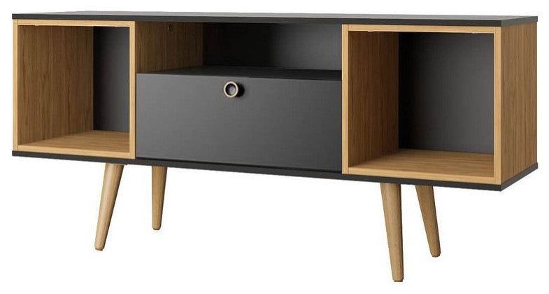 Theodore 53.14 TV Stand in Black and Cinnamon Light Brown