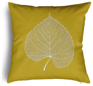 Leaf Study Accent Pillow With Removable Insert, Mustard, 20"x20"
