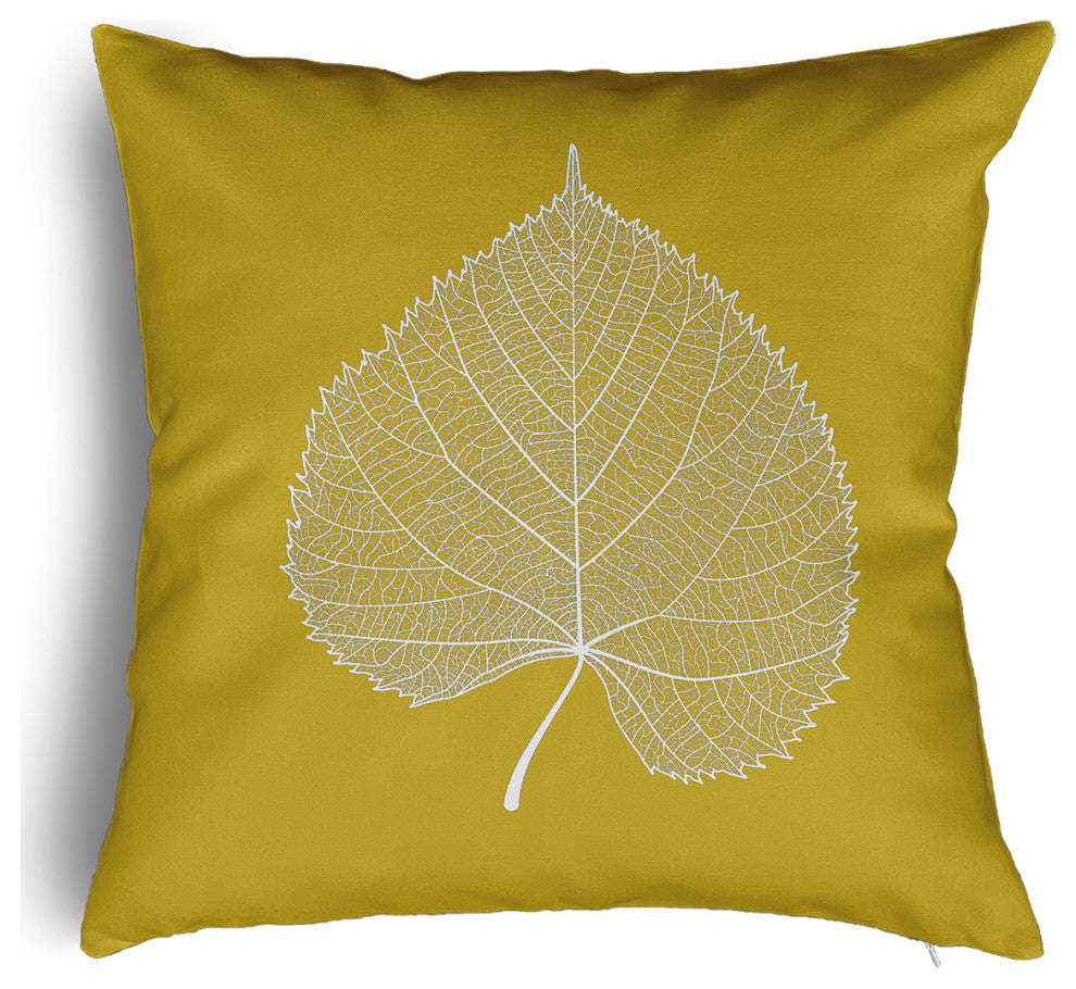 Leaf Study Accent Pillow With Removable Insert, Mustard, 20"x20"