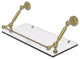 Waverly Place 18" Floating Glass Shelf with Gallery Rail, Satin Brass