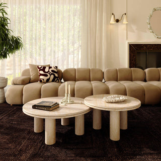 Amora Faux Travertine 26" Round Accent Table
