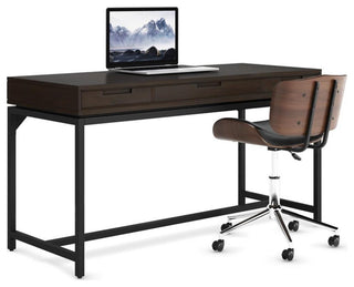 Banting SOLID HARDWOOD Modern Industrial 60 inch Wide Desk in Hickory Brown