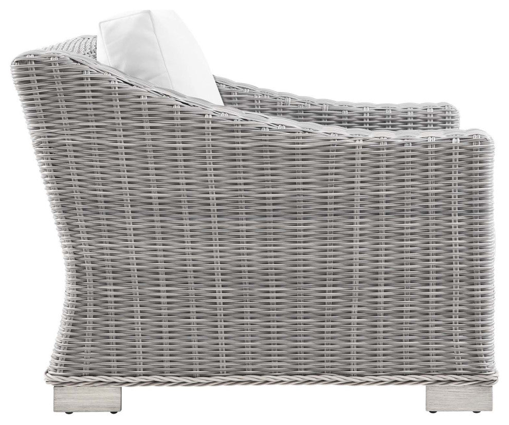 Outdoor Patio Wicker Rattan 9-Piece Sectional Sofa Furniture Set Gray White