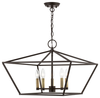 Devone 5 Light Bronze With Antique Brass Accents Chandelier