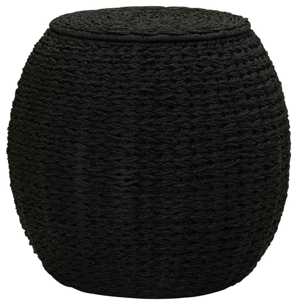 Household Essentials Handwoven Paper Rope Barrel Wicker Storage Basket Side Table