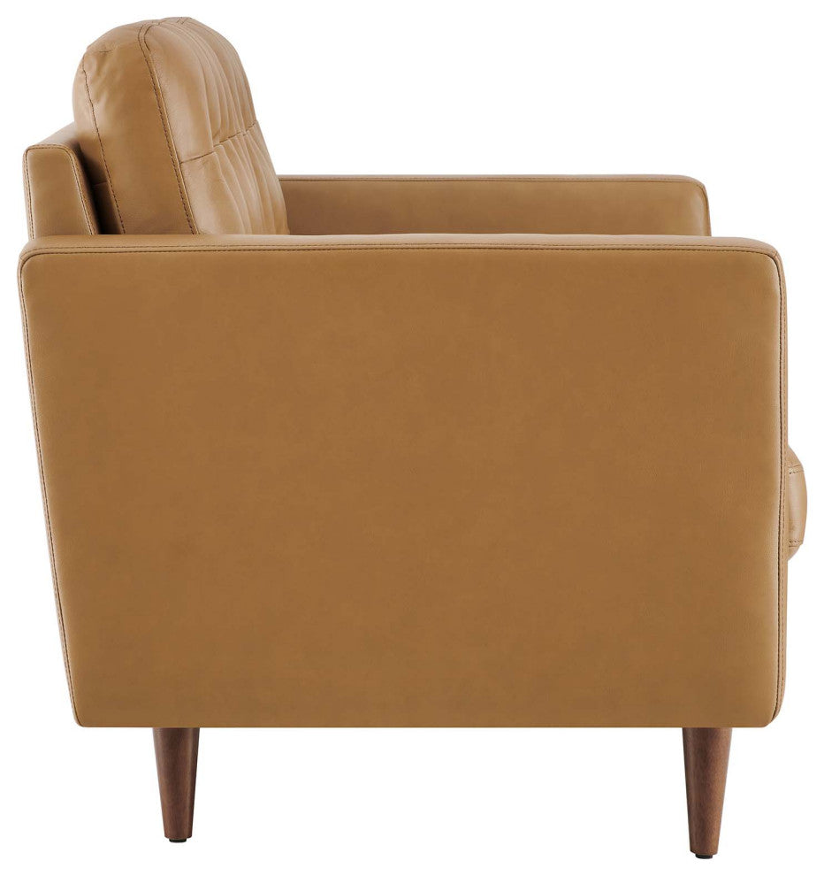 Exalt Tufted Vegan Leather Loveseat, Tan