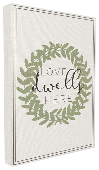 'Love Dwells Here Boxwood Wreath', Stretched Canvas, 16"x1.5"x20"