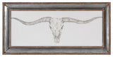 Uttermost Western Skull Mount Wood and Glass Print in Gray/Silver/White