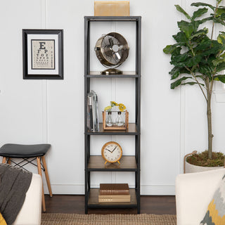 61" Metal X Wood Bookshelf - Driftwood