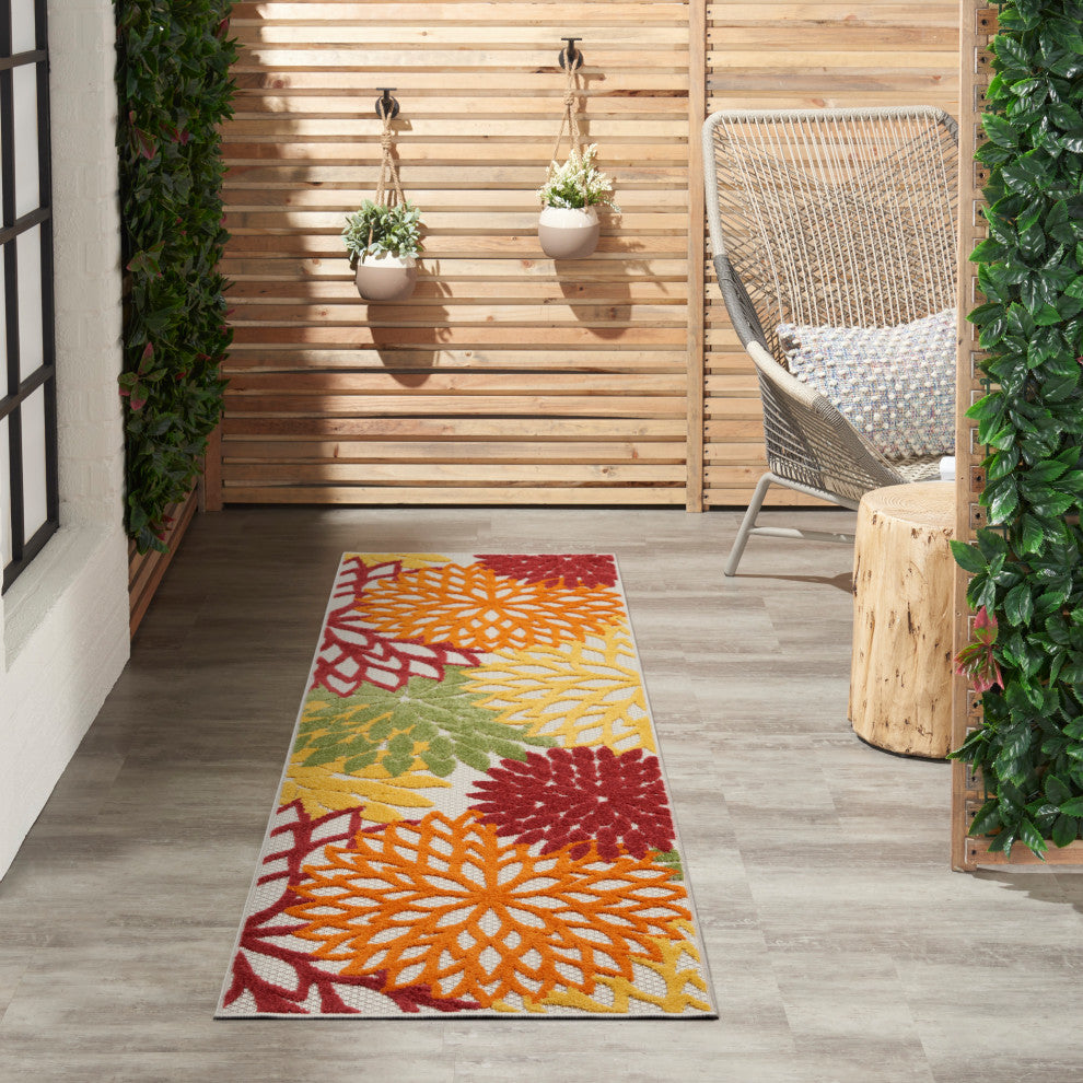 Nourison Aloha 2' x 6' Red Multi Colored Tropical Area Rug