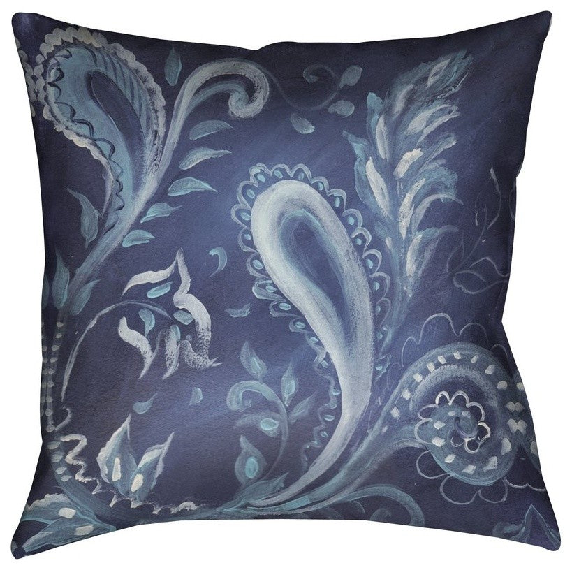 Laural Home Indigo Pattern III Outdoor Decorative Pillow, 18"x18"