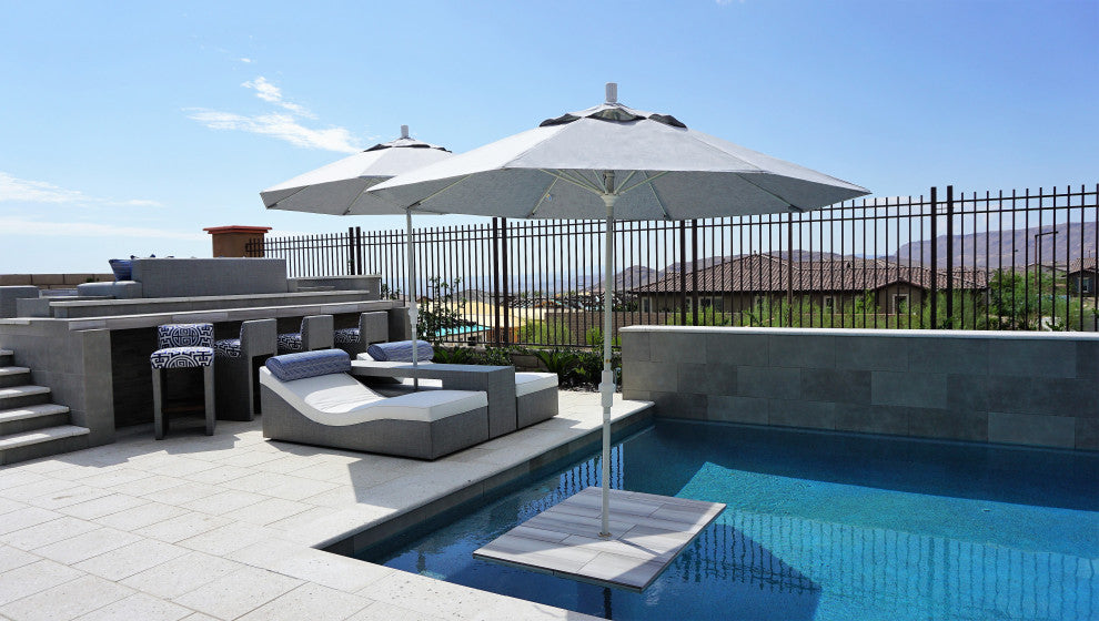 9' Patio Umbrella White Pole Fiberglass Ribs Collar Tilt Pacific Premium, Red