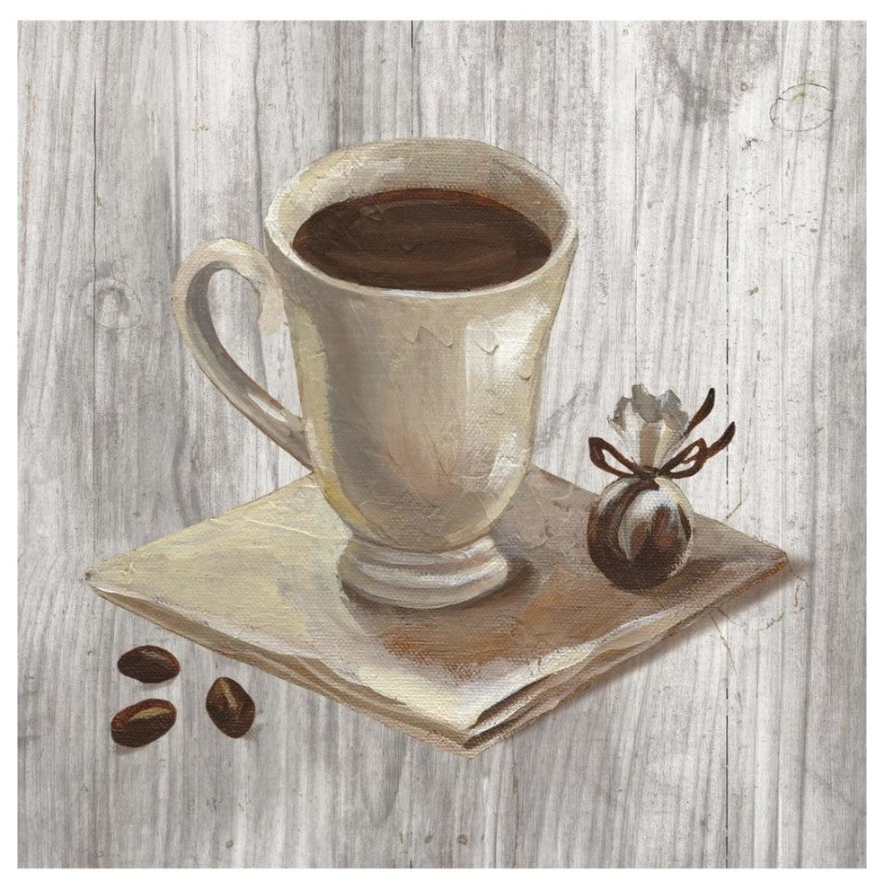"Coffee Time IV on Wood" Digital Paper Print by Silvia Vassileva, 42"x42"