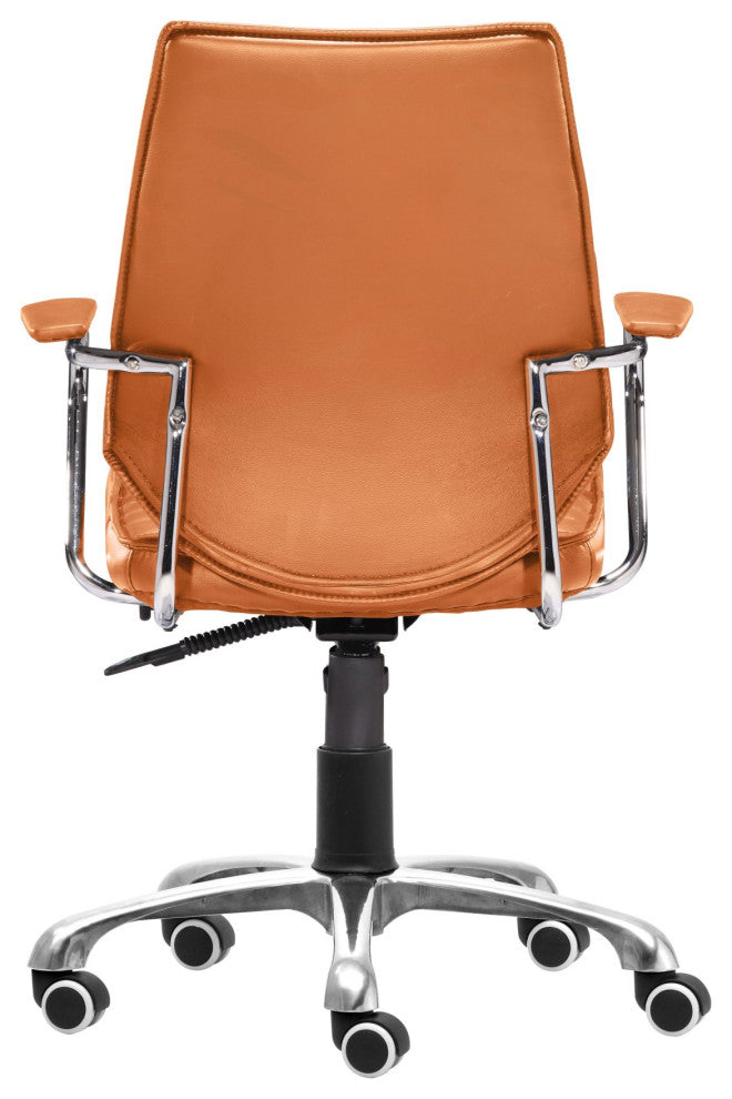 Computer Chair, Faux Vinyl Leather, Steel, Orange, Chrome, Home Business Office