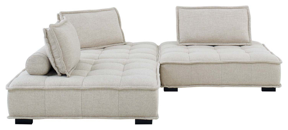 Modular Deep Tufted Sofa Set, Beige, Fabric, Modern, Lounge Hotel Hospitality