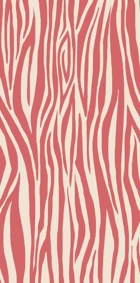 Wood Stripe Geometric Print Bath Towel, Coral