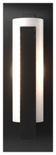 Forged Vertical Bar Sconce, Steel Backplate, Black Finish, Opal Glass