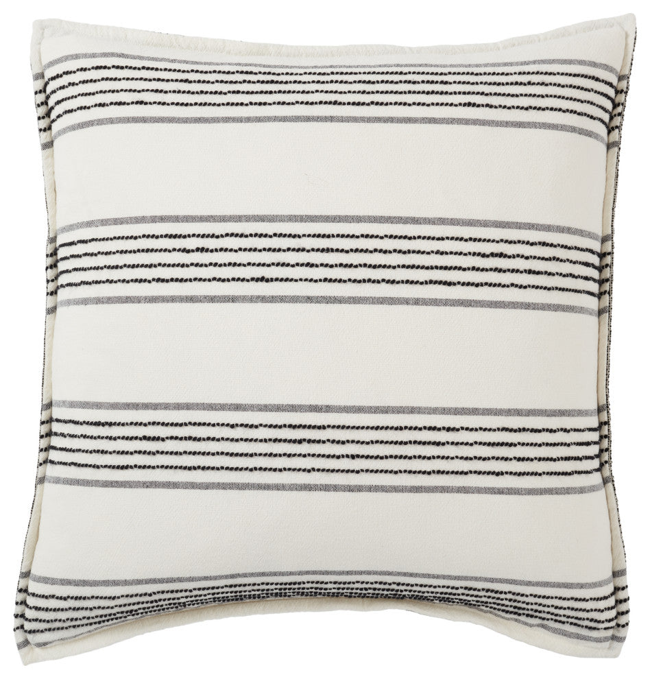 Jaipur Living Dolan Striped Black/Ivory Poly Fill Pillow 22" Square