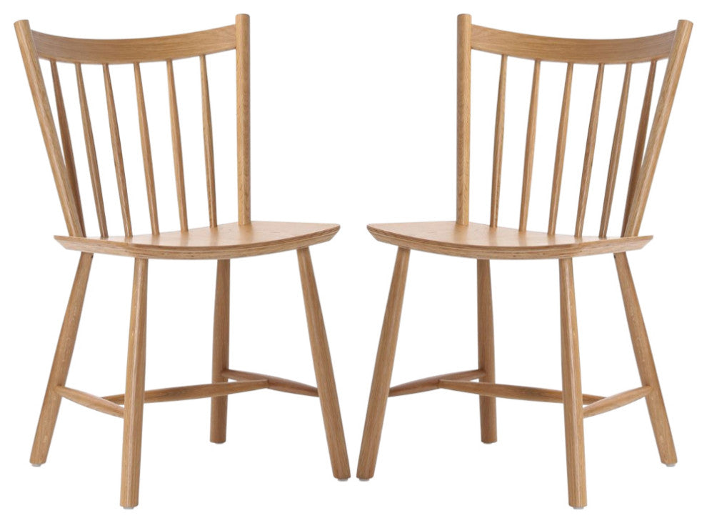 Elite Living Vincent, Set of 2, Solid Wood Dining Chairs, Natural Brown