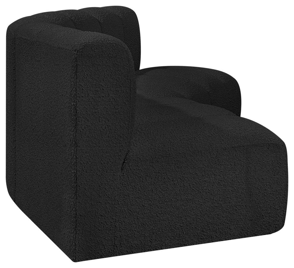 Arc Boucle Fabric Upholstered 3-Pc. U-Shaped Modular Sectional, Black