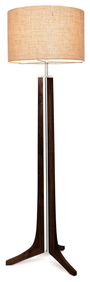 Forma - LED Floor Lamp - Burlap Shade, Dark Walnut, Brushed Aluminum