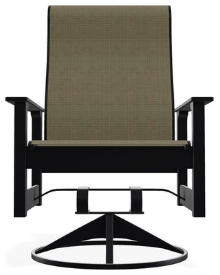 Leeward Sling Outdoor Swivel Rocker, Elevation Stone/Black