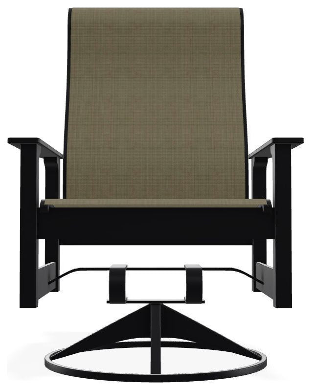 Leeward Sling Outdoor Swivel Rocker, Elevation Stone/Black